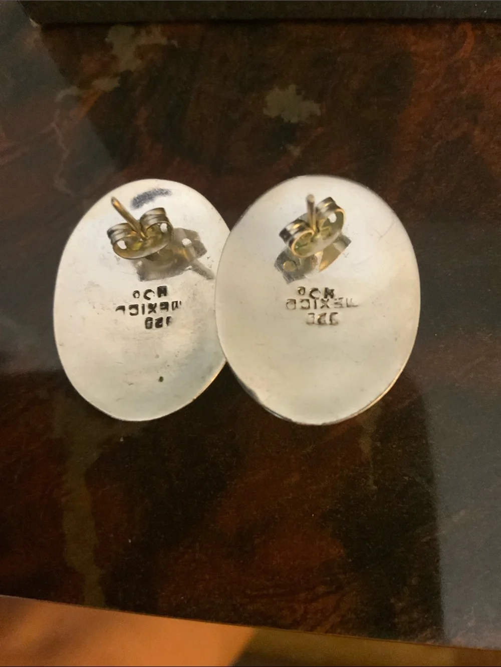 Sterling Silver and Black Onyx Oval Earrings. - Picture 2 of 2